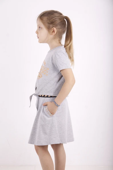 Toontoy Kız Çocuk Cepli Baskılı Etekli Takım - Resim 7