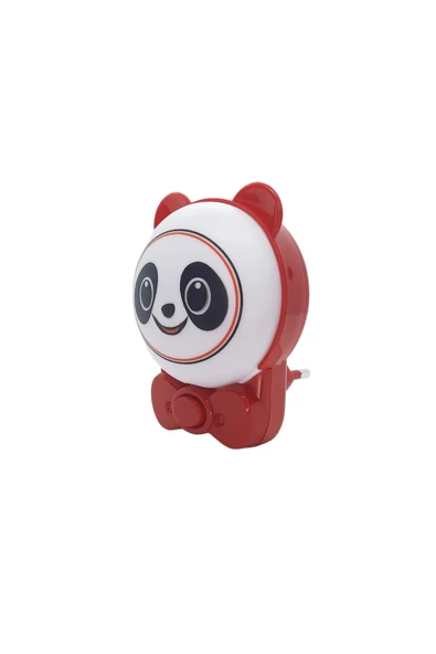 Sevimli Panda Bebek Çocuk Odası Gece Lambası, Prize Tak Çalıştır Anahtarlı, 2 Watt Beyaz Işık Ledli - 3
