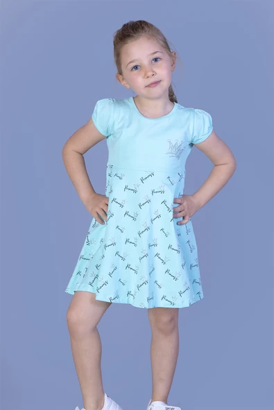 Toontoy Kız Çocuk Göğsü Nakışlı Elbise - 9