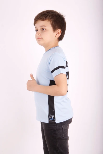 Toontoy Erkek Çocuk Yaka ve Arkası Baskı Detaylı Tişört - 5