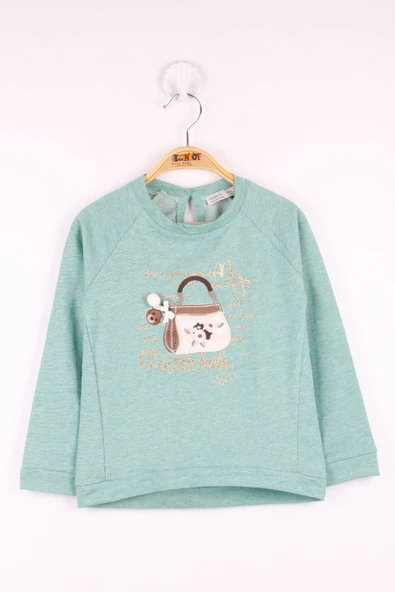 Toontoy Kız Çocuk Çanta Nakışlı Sweatshirt - 4