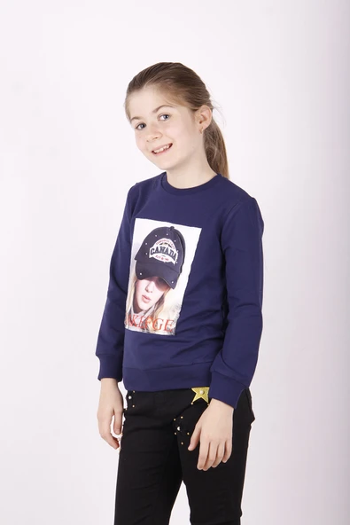 Toontoy Kız Çocuk Şapkası 3D Baskılı Sweatshirt