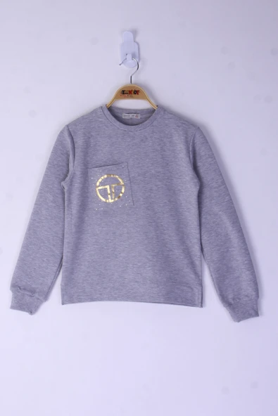 Toontoy Kız Çocuk Cebi Arma Baskılı Sweatshirt - Resim 7