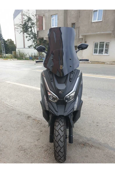 MOTOCAM Kymco DTX 360 Siperlik Ön Cam 2022-2023 Model 55cm Siyah Renkli 4mm KISA SPOR CAM