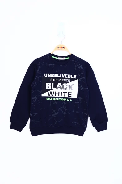 Toontoy Erkek Çocuk Black White Baskılı Sweatshirt - 6