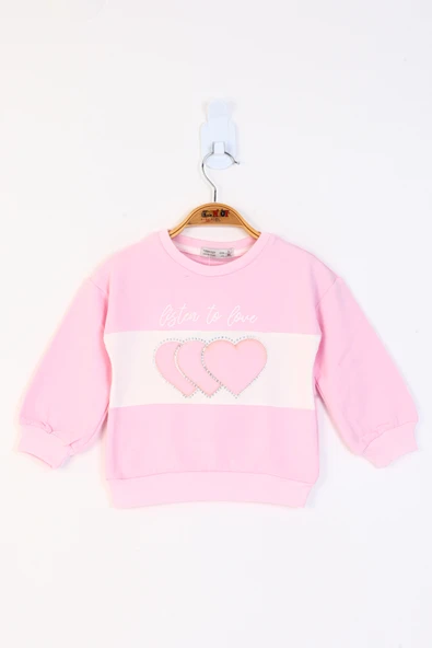 Toontoy Kız Çocuk Kalp Nakışlı Sweatshirt - 5