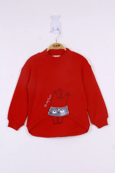 Toontoy Kız Çocuk Kedi Baskılı Sweatshirt - Resim 7