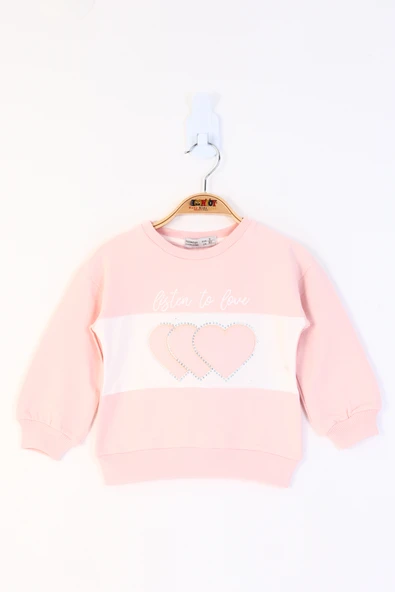 Toontoy Kız Çocuk Kalp Nakışlı Sweatshirt - 8