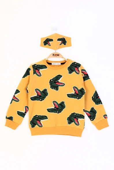 Toontoy Erkek Çocuk Dinazor Baskılı Sweatshirt - 5