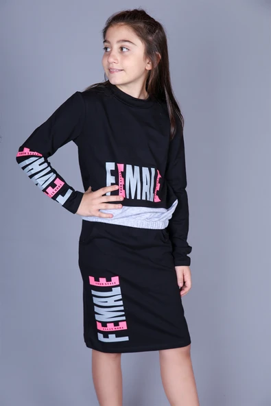 Toontoy Kız Çocuk Female Baskılı Etekli Takım - Resim 4