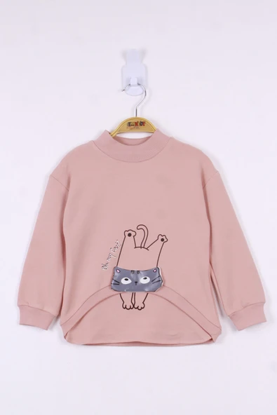 Toontoy Kız Çocuk Kedi Baskılı Sweatshirt - Resim 8