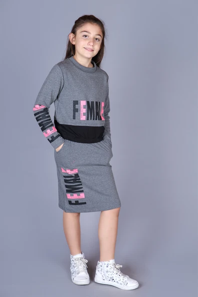 Toontoy Kız Çocuk Female Baskılı Etekli Takım - Resim 6