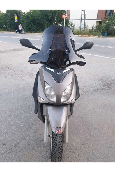 MOTOCAM Yamaha Xcity 250 Siperlik Ön Cam 2011 2016 Model 50cm Siyah Renkli 4mm ELCİK KORUMALI