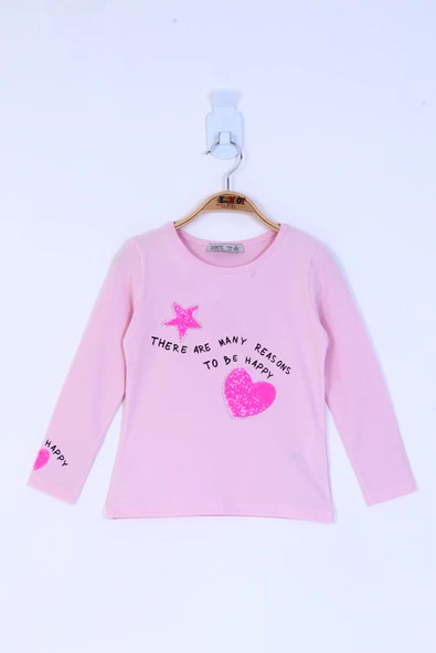 Toontoy Kız Çocuk Relax Fit Bisiklet Yaka Baskılı Pul İşlemeli Sweatshirt - Penye - Resim 5