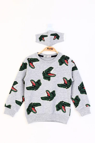 Toontoy Erkek Çocuk Dinazor Baskılı Sweatshirt