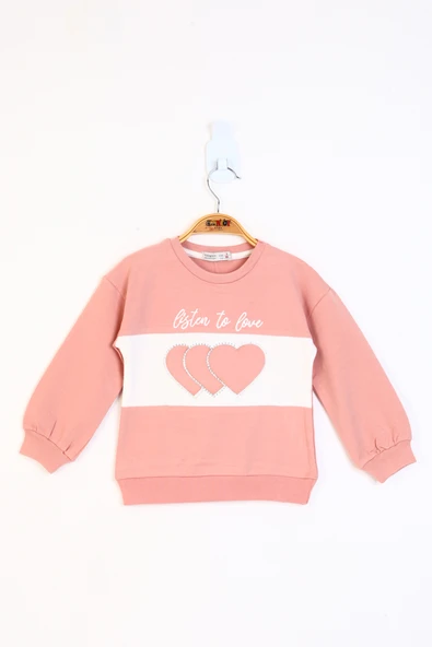 Toontoy Kız Çocuk Kalp Nakışlı Sweatshirt - 4