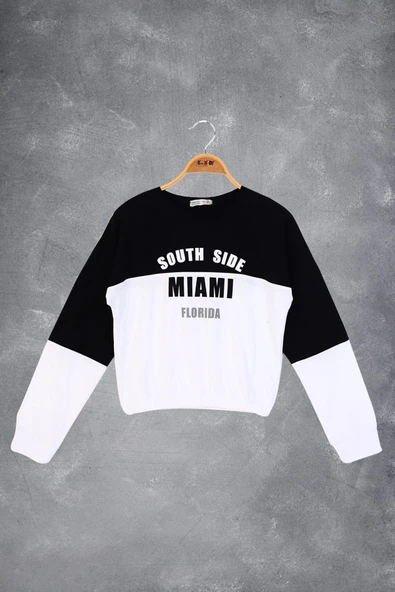 Toontoy Kız Çocuk Mıamı Baskılı Sweatshirt