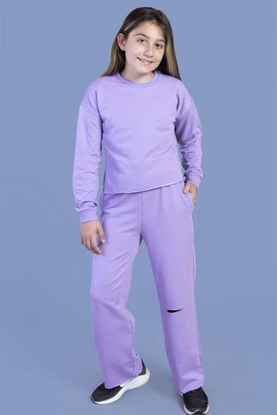 Toontoy Kız Çocuk Dizi Yırtmaç Detaylı Eşofman Takımı - 4