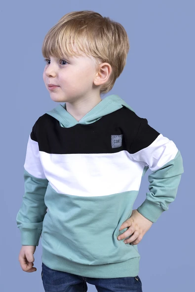 Toontoy Erkek Çocuk Kapüşonlu Garni Detaylı Sweatshirt - 1