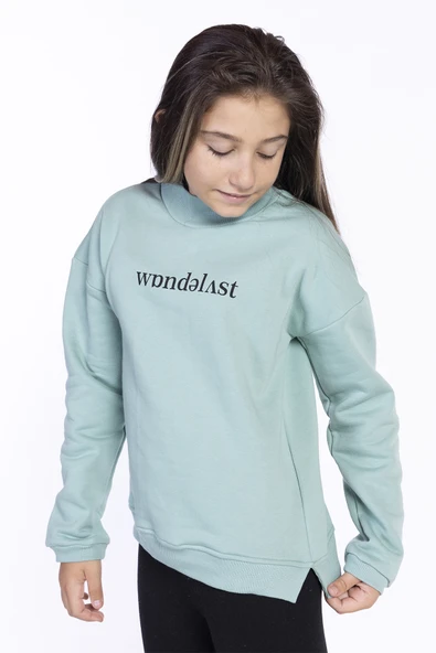Toontoy Kız Çocuk Balıkçı Yaka Sweatshirt