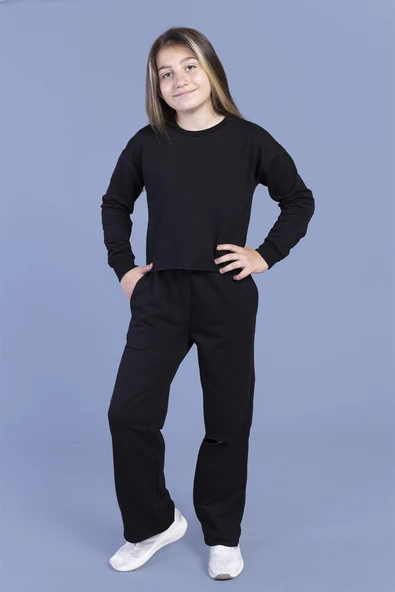 Toontoy Kız Çocuk Dizi Yırtmaç Detaylı Eşofman Takımı - 2