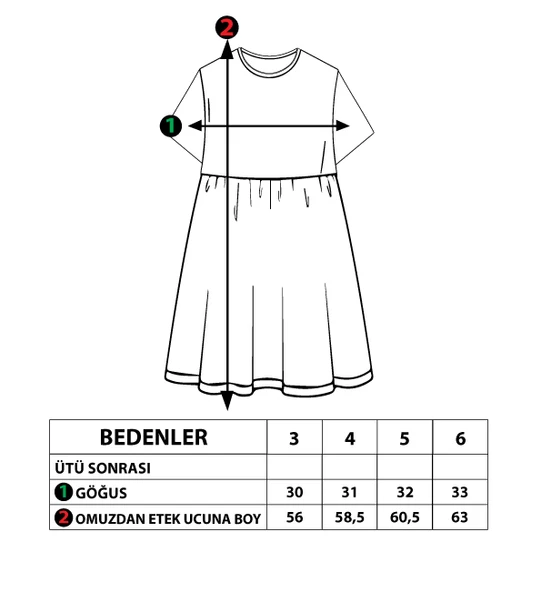 Toontoy Kız Çocuk Çiçek Desenli Yazı Nakışlı Pullu Taş İşlemeli Elbise - 3