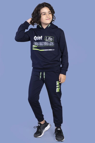 Toontoy Erkek Çocuk Kapüşonlu Baskılı EşofmanTakımı - Resim 12