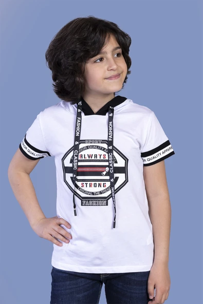 Toontoy Erkek Çocuk Kapüşonlu Baskılı Tişört - 11