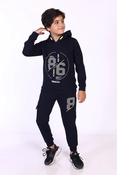 Toontoy Erkek Çocuk Kapüşonlu Baskılı Eşofman Takımı - 2