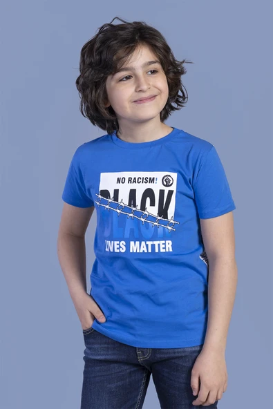 Toontoy Erkek Çocuk No Racısm Black  Baskılı Tişört - Resim 9