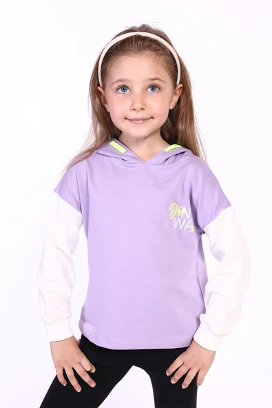 Toontoy Kız Çocuk Kapüşonlu Blok Renkli Sweatshirt - 4