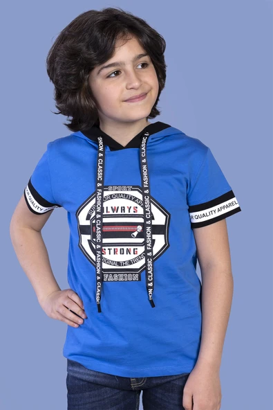 Toontoy Erkek Çocuk Kapüşonlu Baskılı Tişört - 3