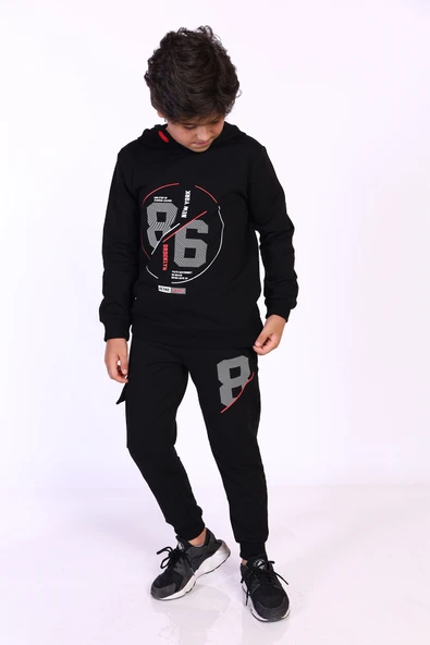 Toontoy Erkek Çocuk Kapüşonlu Baskılı Eşofman Takımı - 4