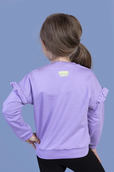Toontoy Kız Çocuk Kolları Fırfır Detaylı Nakışlı Sweatshirt - 8