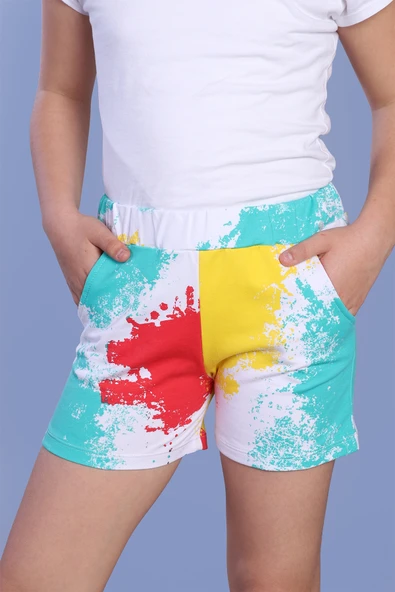 Toontoy Kız Çocuk Batik Desenli İki Yanı Cepli Şort - 8