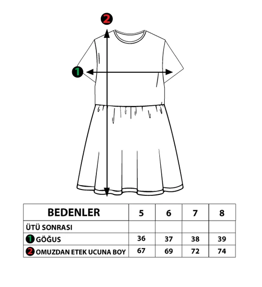 Toontoy Kız Çocuk Dijital Baskılı Batik Desenli Elbise - 2