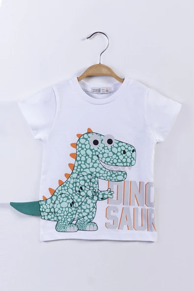 Toontoy Erkek Çocuk Kabartmalı Dinazor Baskılı Tişört - 11