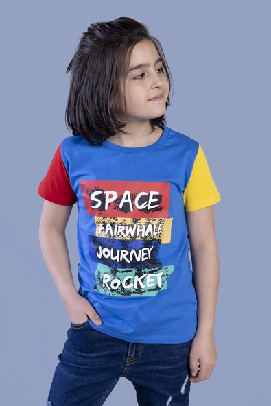 Toontoy Erkek Çocuk Kolları Garni Detaylı Baskılı Tişört - 4