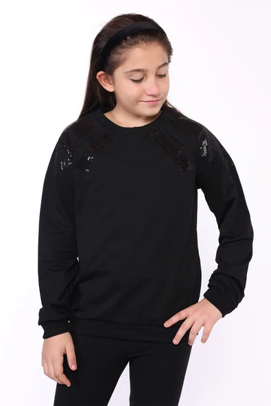 Toontoy Kız Çocuk Pullu Nakışlı Sweatshirt - 4