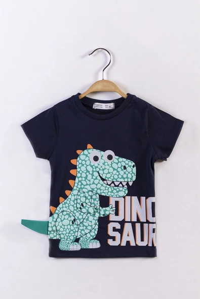 Toontoy Erkek Çocuk Kabartmalı Dinazor Baskılı Tişört - 6