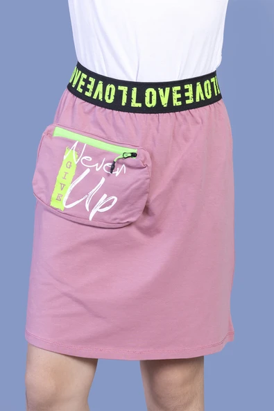 Toontoy Kız Çocuk Baskılı Çanta Detaylı Etek - 9