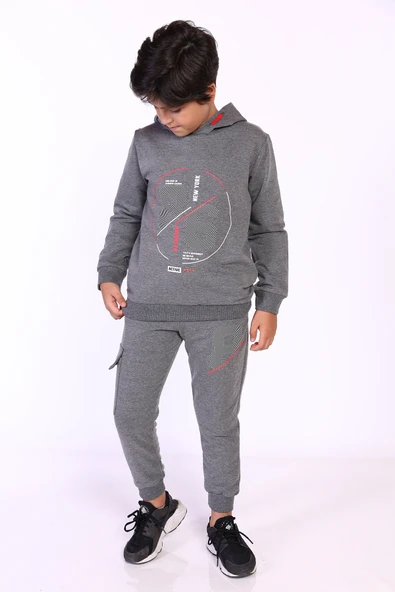 Toontoy Erkek Çocuk Kapüşonlu Baskılı Eşofman Takımı - 3