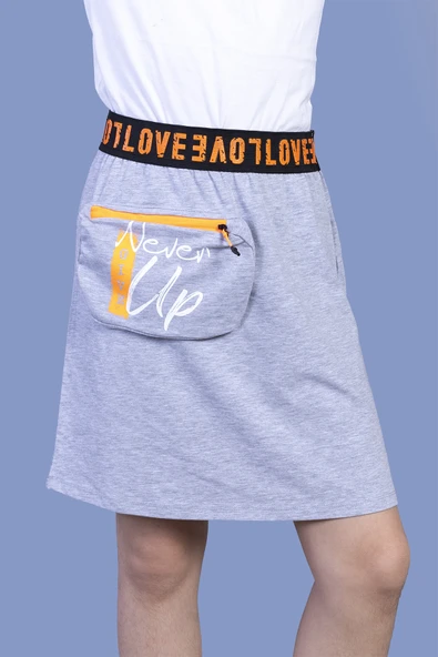 Toontoy Kız Çocuk Baskılı Çanta Detaylı Etek - 12