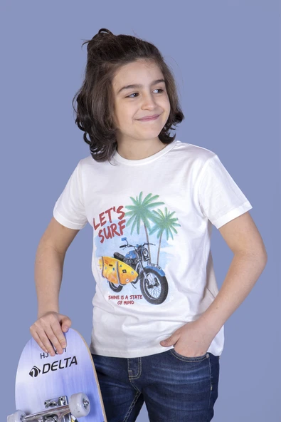 Toontoy Erkek Çocuk Motorsiklet Baskılı Tişört - 4