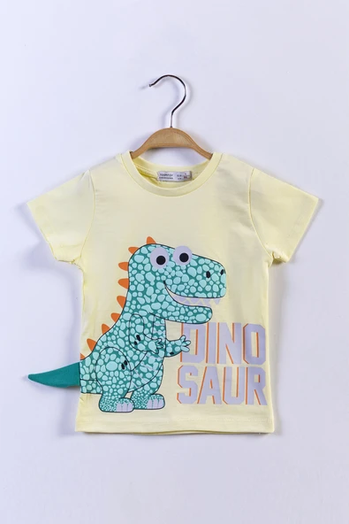 Toontoy Erkek Çocuk Kabartmalı Dinazor Baskılı Tişört - 2