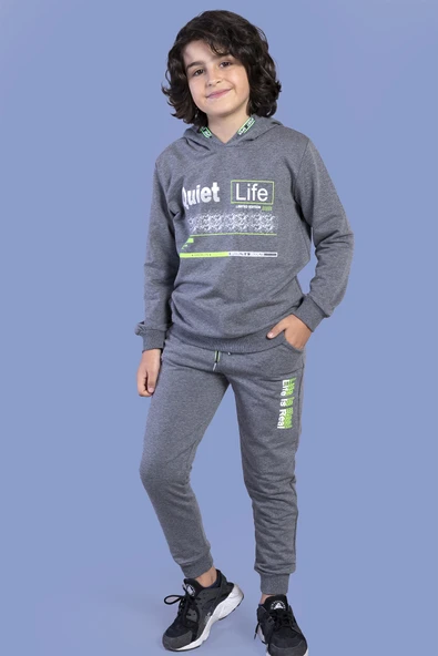 Toontoy Erkek Çocuk Kapüşonlu Baskılı EşofmanTakımı - Resim 11