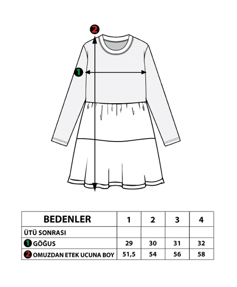 Toontoy Kız Çocuk Ayıcık Baskılı Elbise - Resim 5