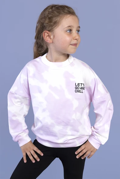 Toontoy Kız Çocuk Nakışlı Batik Desenli Sweatshirt