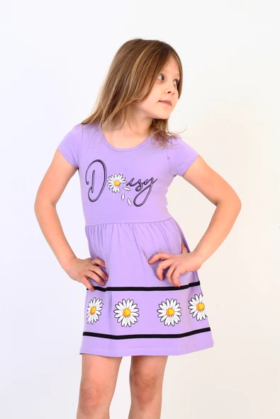 Toontoy Kız Çocuk Papatya Desenli Elbise - 11