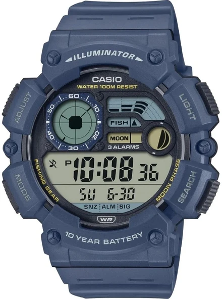 CASIO WS-1500H-2AVDF LACİVERT SİLİKON KORDON DİJİTAL ERKEK KOL SAATİ